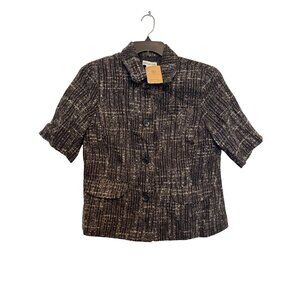 Coldwater Creek Tweed Short Sleeve Blazer Size 16 Textured Wool Blend Jacket